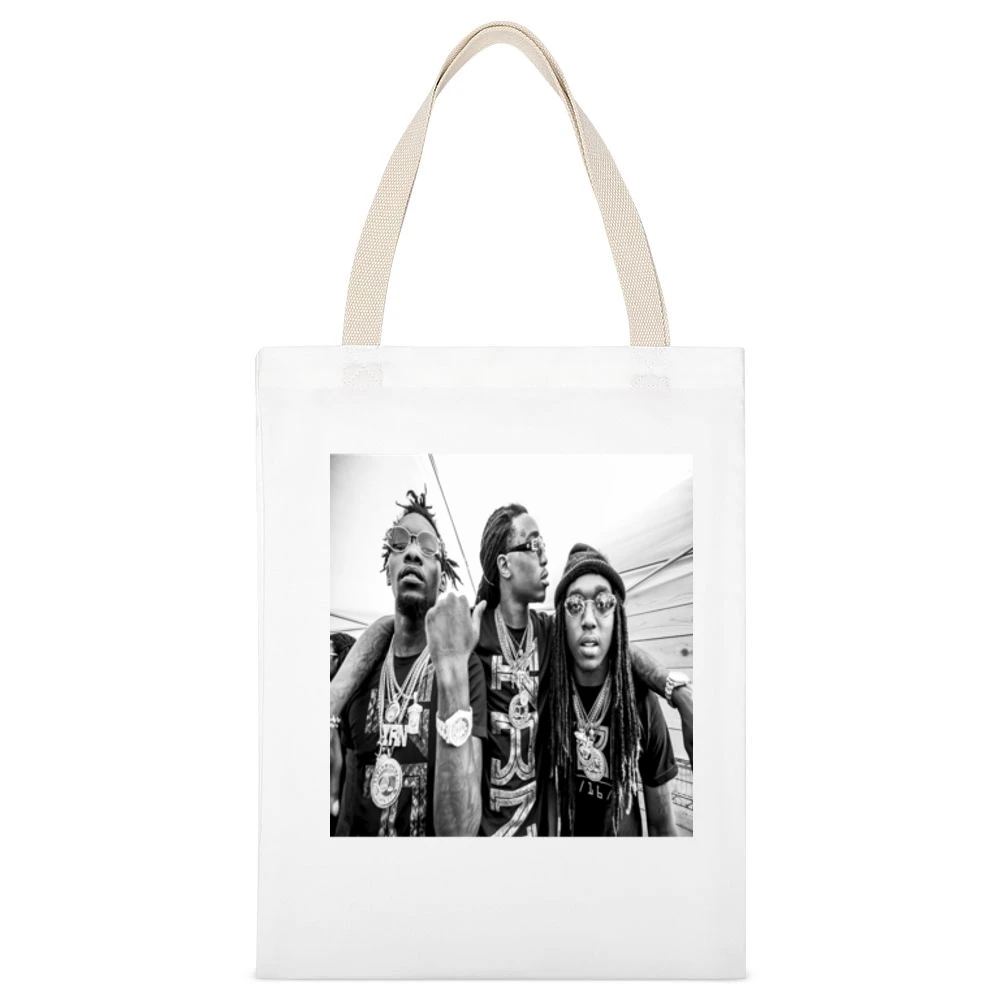 Migos Tshirt (all styles and Colors available) White Canvas Tote Shopping Bag