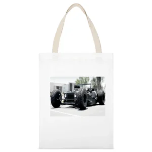 Military Rat Rod Jeep Tshirt White Canvas Tote Shopping Bag