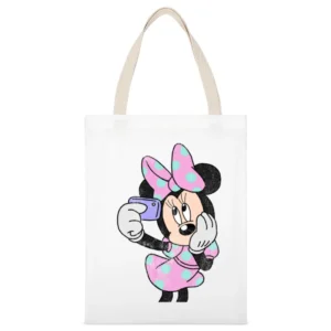 Minnie Mouse Vintage Selfie Popular Distressed Graphic Disney Fan T Sh White Canvas Tote Shopping Bag