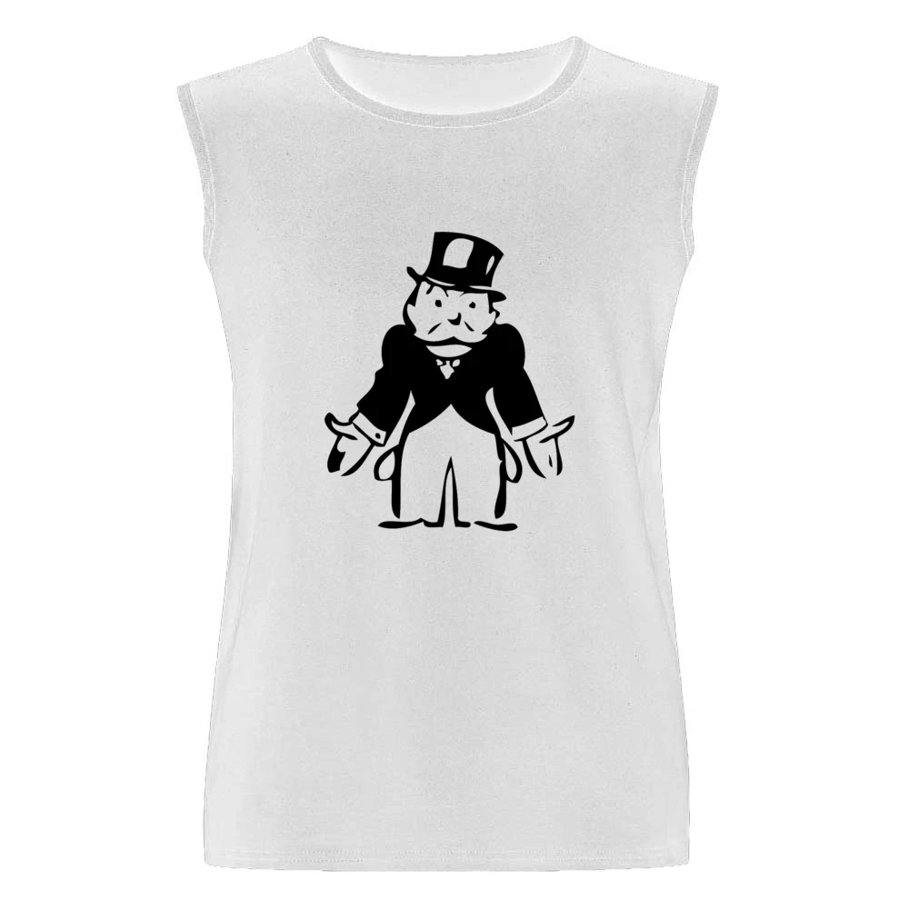 Monopoly Man Empty Pockets Classic Fun Graphic Game Tee Shirt Men Sleeveless T-Shirt