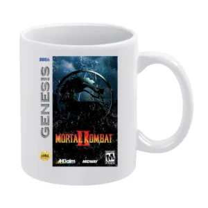 Mortal Kombat 2 Sega Genesis Old School Retro Video Game Fan Distresse White Mug