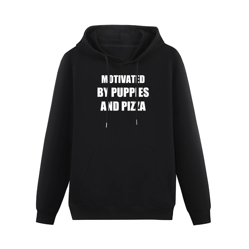 Motivated By Puppies And Pizza Funny Graphic Popular Men Hoodie With Pocket