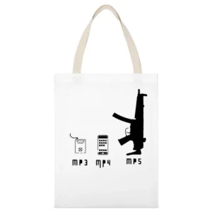 Mp3 Mp4 Mp5 Types Funny White Canvas Tote Shopping Bag