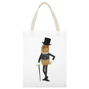 Mr Peanut New Logo Planters Peanuts Snack White Canvas Tote Shopping Bag