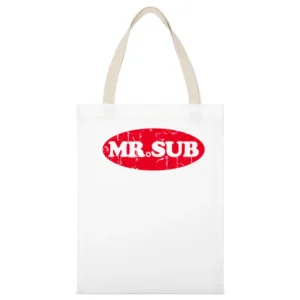 Mr Sub Fast Food Restaurant Distressed Look White Canvas Tote Shopping Bag