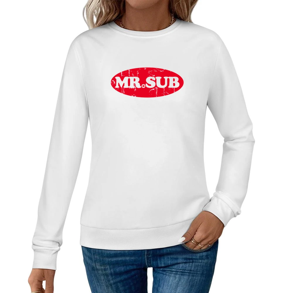 Mr Sub Fast Food Restaurant Distressed Look Women Pullover Sweatshirt
