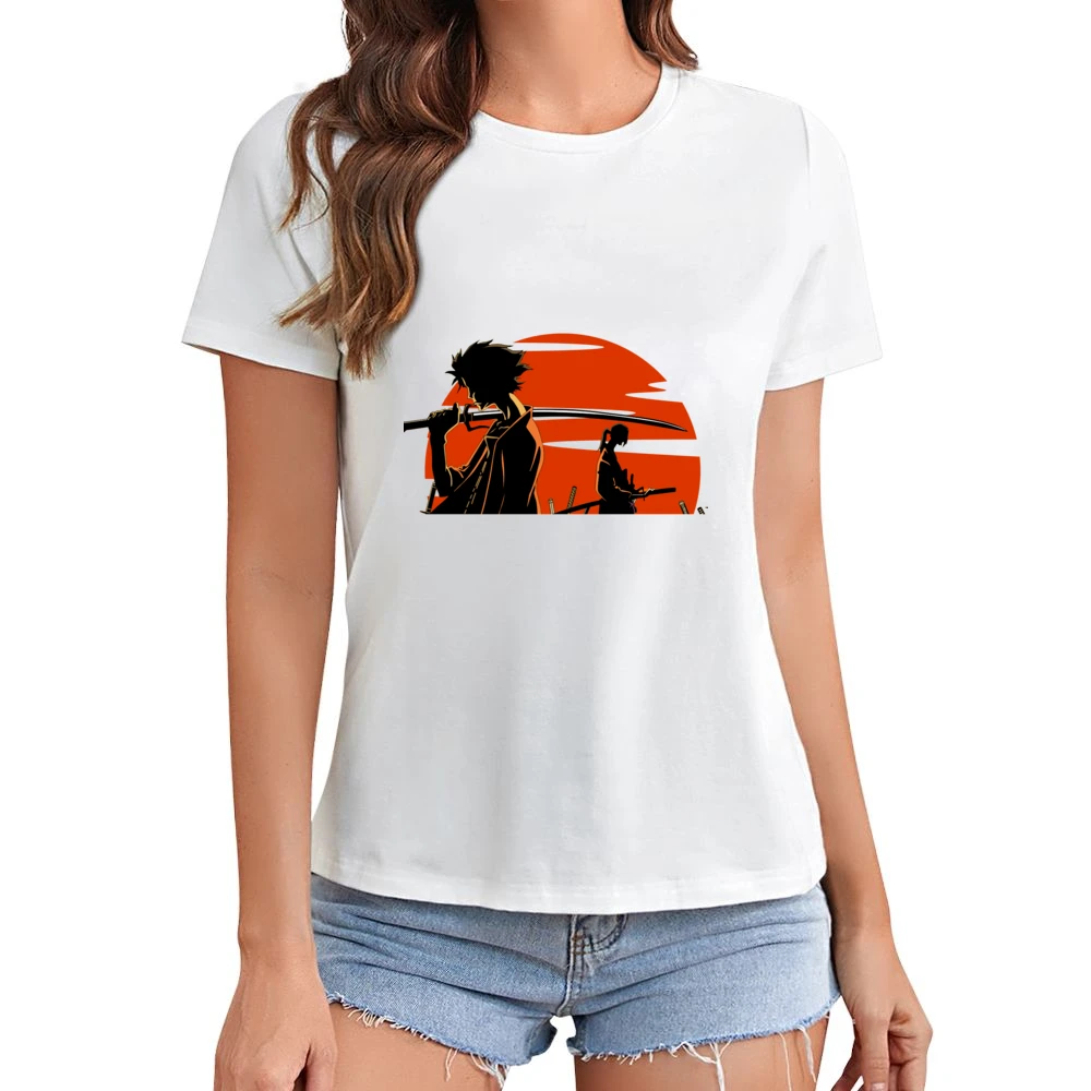 Mugen And Jin over the sun Samurai champloo anime manga Asian Size Women Ladies T-shirt