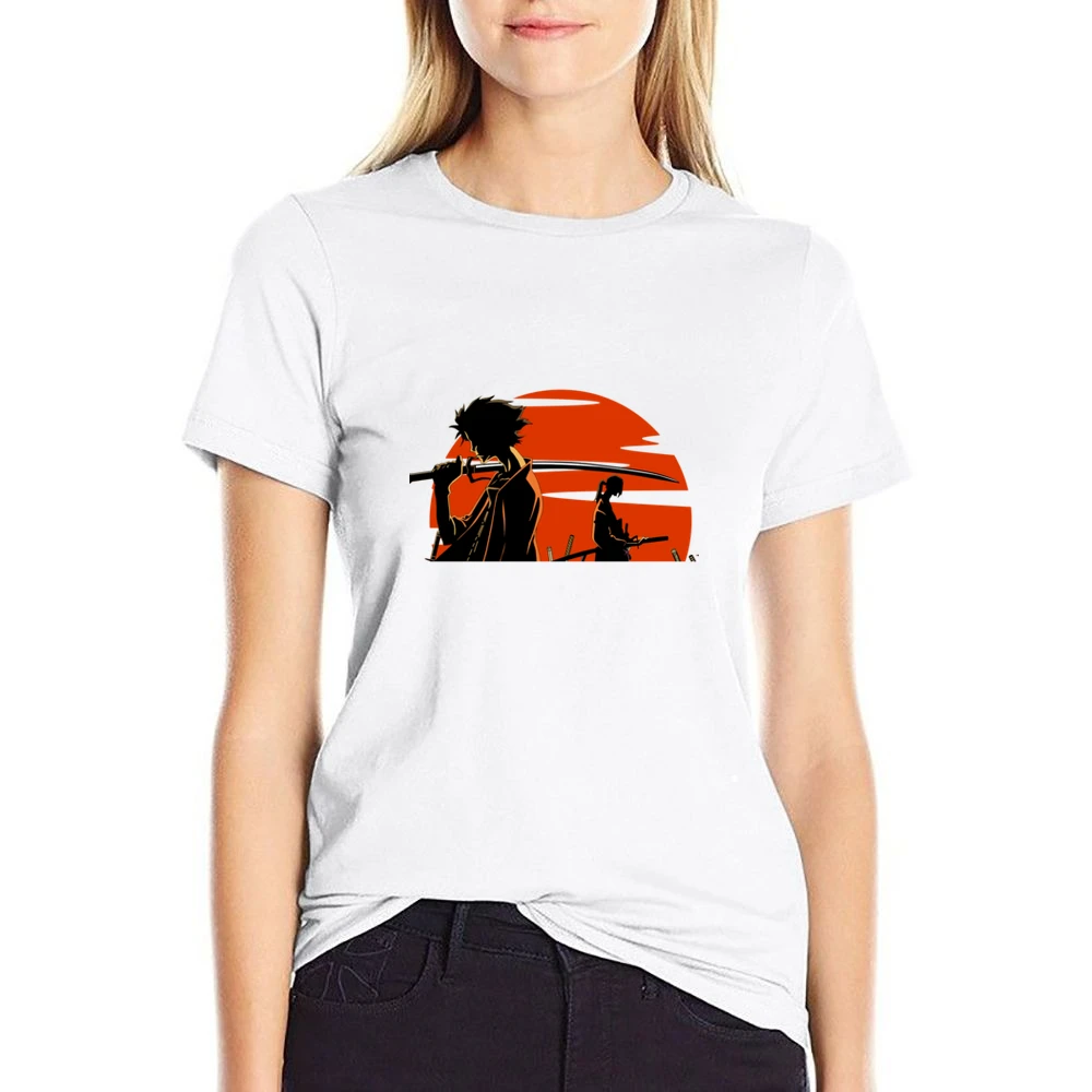 Mugen And Jin over the sun Samurai champloo anime manga US Size Women Ladies T-shirt