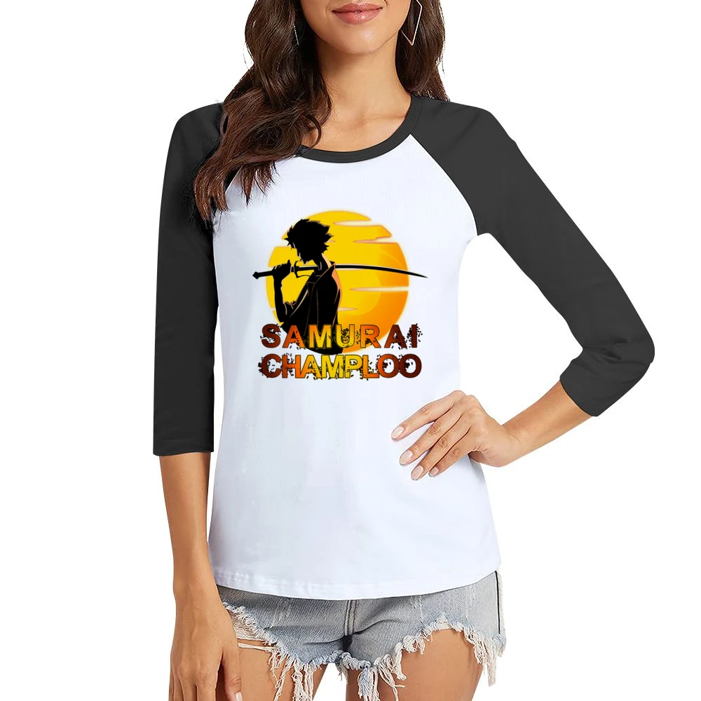 Mugen The Mix samurai Champloo anime manga over the sun Women Ladies 3-4 Sleeve T-Shirt