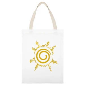 Naruto chest yellow seal kurama nine tails demon fox kyuubi shippuden White Canvas Tote Shopping Bag