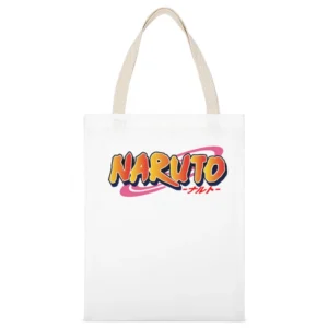 Naruto text logo shippuden anime manga White Canvas Tote Shopping Bag