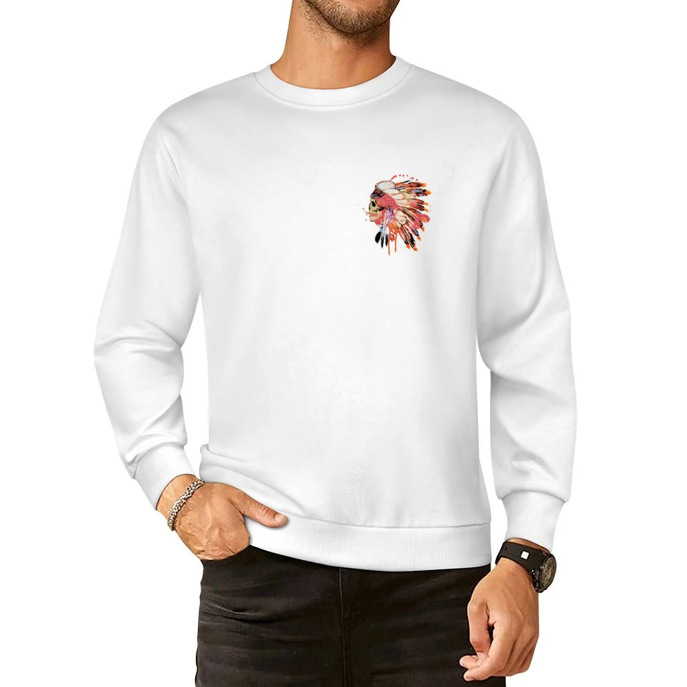 Native Indian Headdress Skull Skeleton Fun Beautiful Graphic Tee Shirt European Size Pullover Sweater