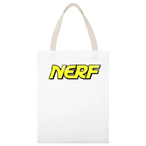 Nerf Vintage Style Distressed Cool Fun Graphic Logo Game Tee Shirt White Canvas Tote Shopping Bag