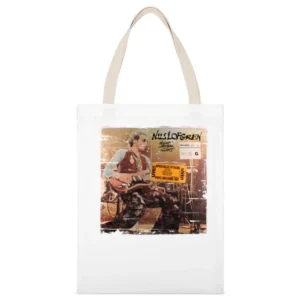 Nils Lofgren Nils Lofgren Album Cover Distressed Image White Canvas Tote Shopping Bag