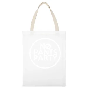 No Pants Party Funny Graphic White Canvas Tote Shopping Bag