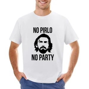 No Pirlo No Party Funny Andrea Juventus Italian Soccer Football Italy Asian Size Men T-Shirt