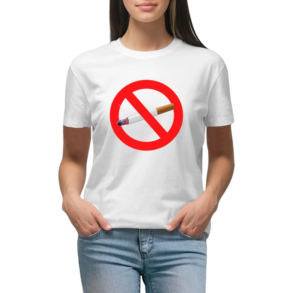 No Smoking Habit Addiction Anti Tobacco Cigarette Popular Health Graph Premium Women Ladies T-shirt