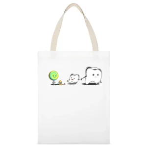 No taking candy from strangers - funny teeth White Canvas Tote Shopping Bag