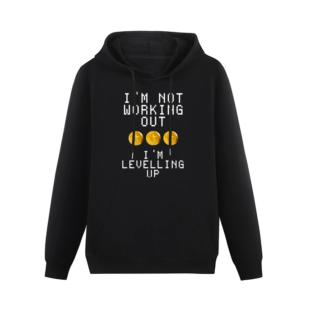 Not Working Out Im Levelling Up Star Coins Fun Tee Shirt Men Hoodie With Pocket