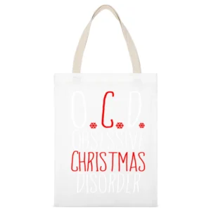 OCD Obsessive Christmas Disorder Fun Holiday Lover White Canvas Tote Shopping Bag