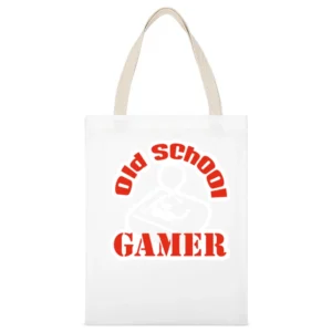 Old School Gamer Cool Retro White Canvas Tote Shopping Bag