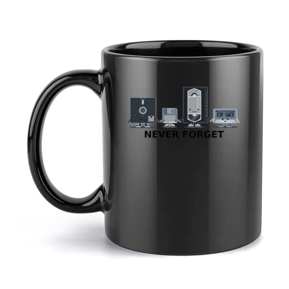 Old computer video data floppy - never forget us - black text Black Mug