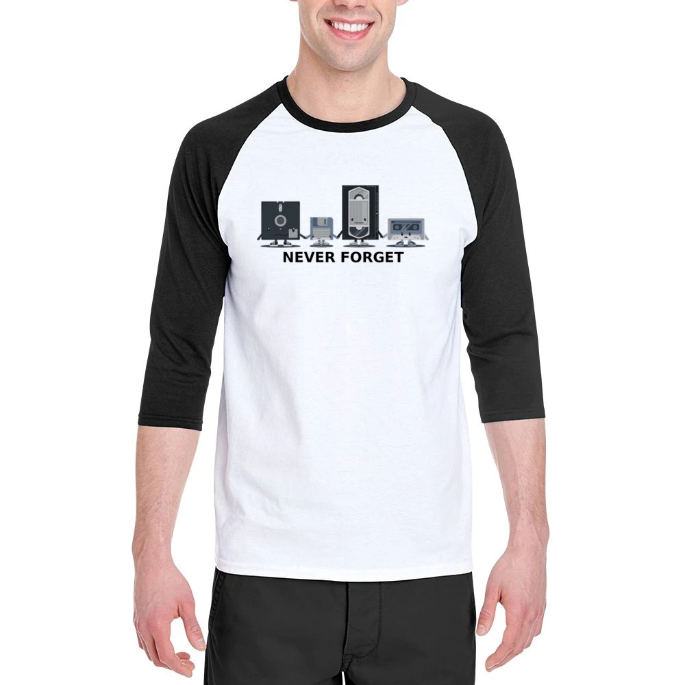 Old computer video data floppy - never forget us - black text Men 3/4 Sleeve T-Shirt