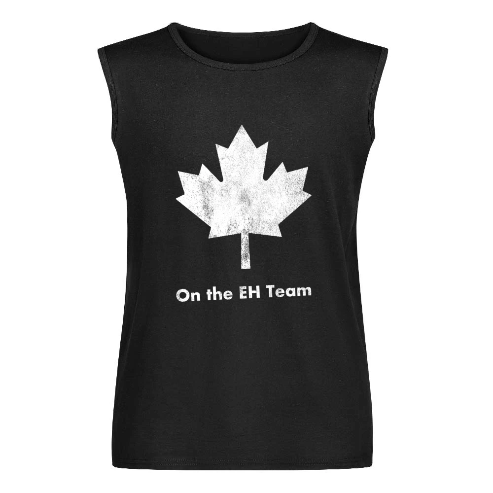 On The Eh Team Fun Canadian Graphic Canada Day Distressed Men Sleeveless T-Shirt