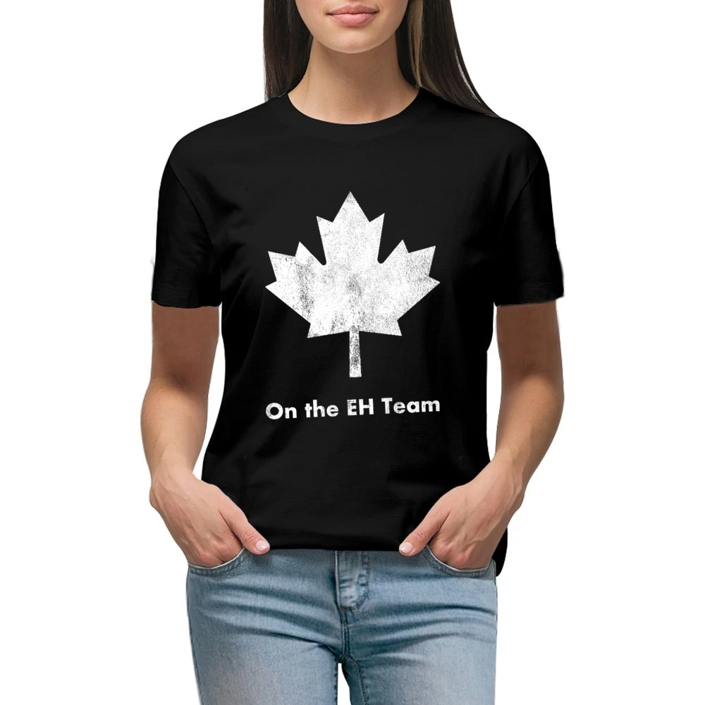 On The Eh Team Fun Canadian Graphic Canada Day Distressed Premium Women Ladies T-shirt