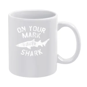 On Your Mark Tiger Shark Fun Viral Barron Trump Popular Graphic T Shir White Mug