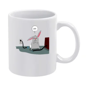 Oops fuuny rat rabbit bite the power cable White Mug