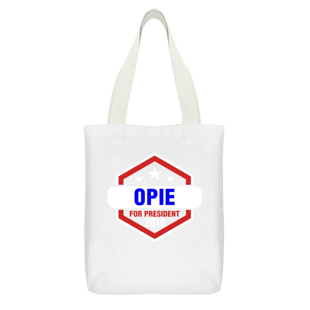 Opie For President 2016 Sons of Anarchy TV Show White Canvas Tote Shopping Bag With Interior Pocket