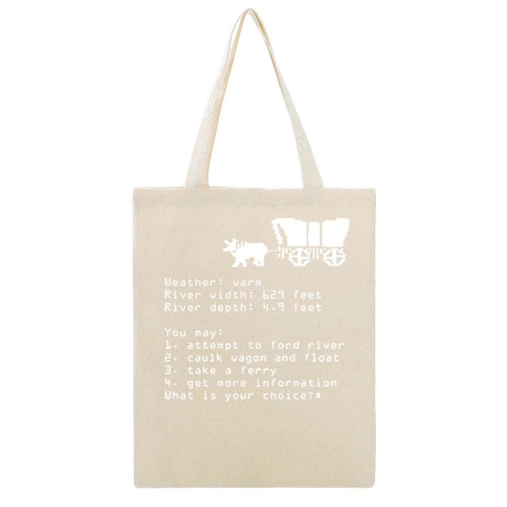 Oregon Trail Choice Video Game Retro 80s Beige Canvas Tote Shopping Bag