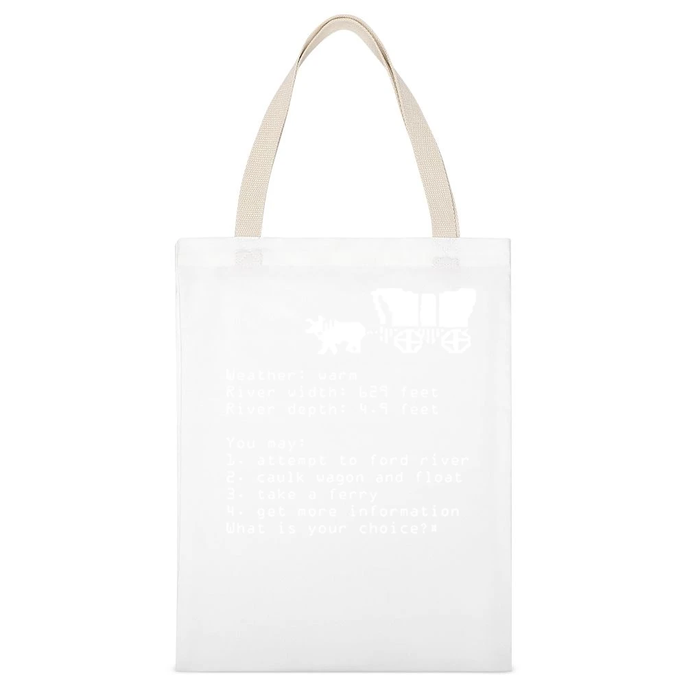 Oregon Trail Choice Video Game Retro 80s White Canvas Tote Shopping Bag