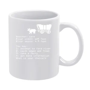 Oregon Trail Choice Video Game Retro 80s White Mug