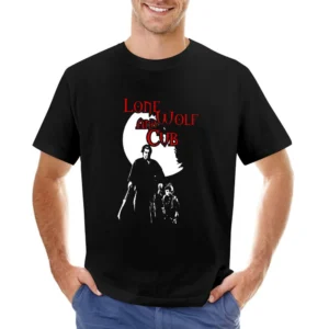 Over the moon shadow Ogami Itto and Daigoro Lone wolf and Cub manga Sh Asian Size Men T-Shirt