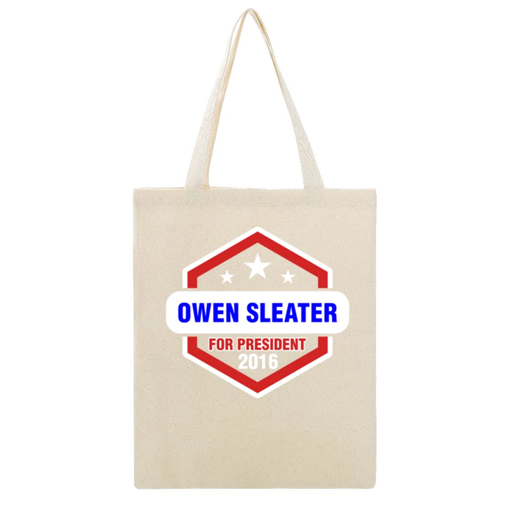 Owen Sleater For President 2016 Boardwalk Empire TV Show Beige Canvas Tote Shopping Bag