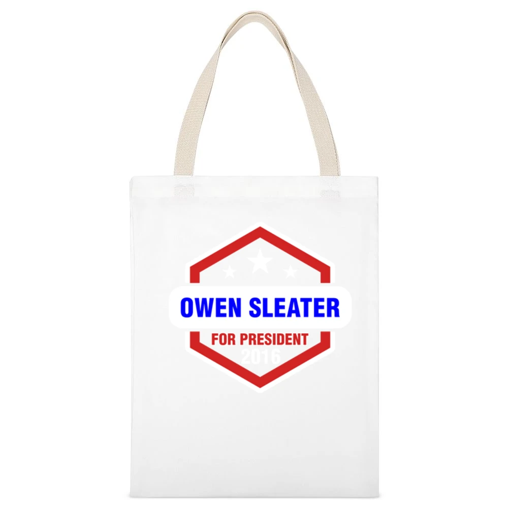 Owen Sleater For President 2016 Boardwalk Empire TV Show White Canvas Tote Shopping Bag