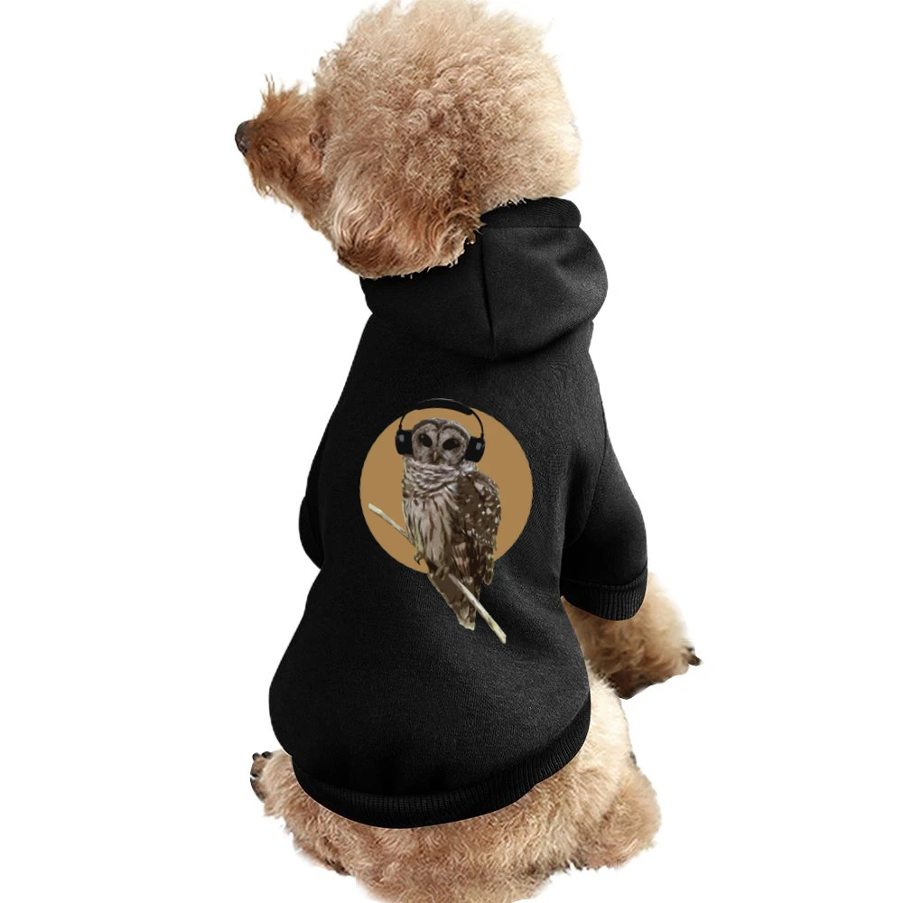 Owl With Headphones Orange Moon Fun Music Graphic Pet Apparel Clothes
