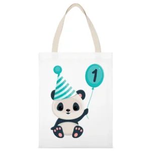 Panda Baby First Birthday Shirt White Canvas Tote Shopping Bag