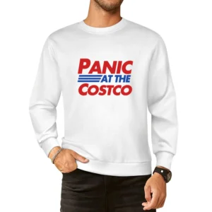 Panic At The Costco Funny Pandemic Covid Stock Up Graphic Crew Crewnec European Size Pullover Sweater