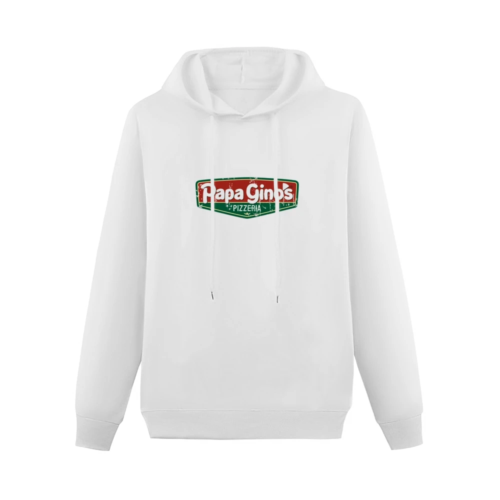Papa Ginos Fast Food Restaurant Distressed Look Men Hoodie Without Pocket