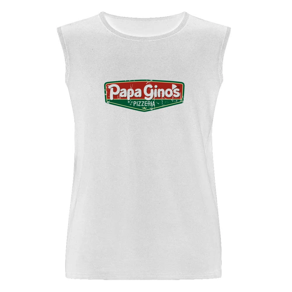Papa Ginos Fast Food Restaurant Distressed Look Men Sleeveless T-Shirt