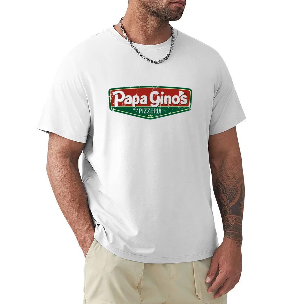 Papa Ginos Fast Food Restaurant Distressed Look Premium Men T-shirt