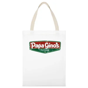 Papa Ginos Fast Food Restaurant Distressed Look White Canvas Tote Shopping Bag