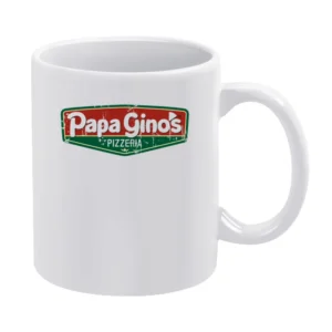 Papa Ginos Fast Food Restaurant Distressed Look White Mug