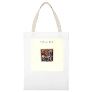 Paul Simon Graceland Album Cover Distressed Image White Canvas Tote Shopping Bag