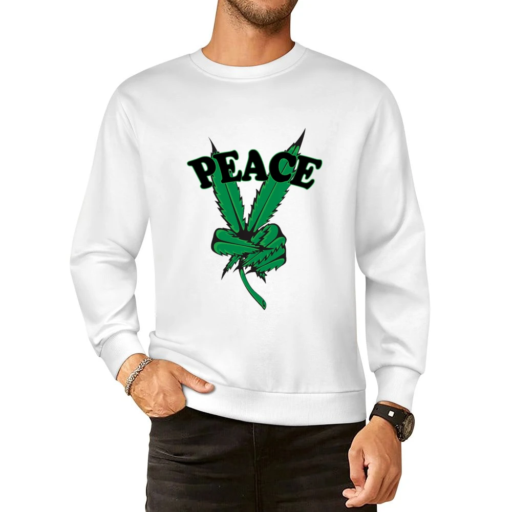 Peace Cannabis Leaf Fun Graphic Tee Shirt European Size Pullover Sweater