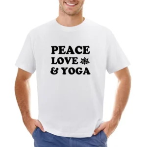 Peace Love And Yoga Fun Spiritual Yogi Graphic Lotus Tee Shirt Asian Size Men T-Shirt
