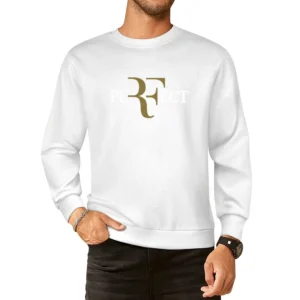 Perfect Roger Federer White And Gold Wimbledon US Open Swiss Tennis Ch European Size Pullover Sweater